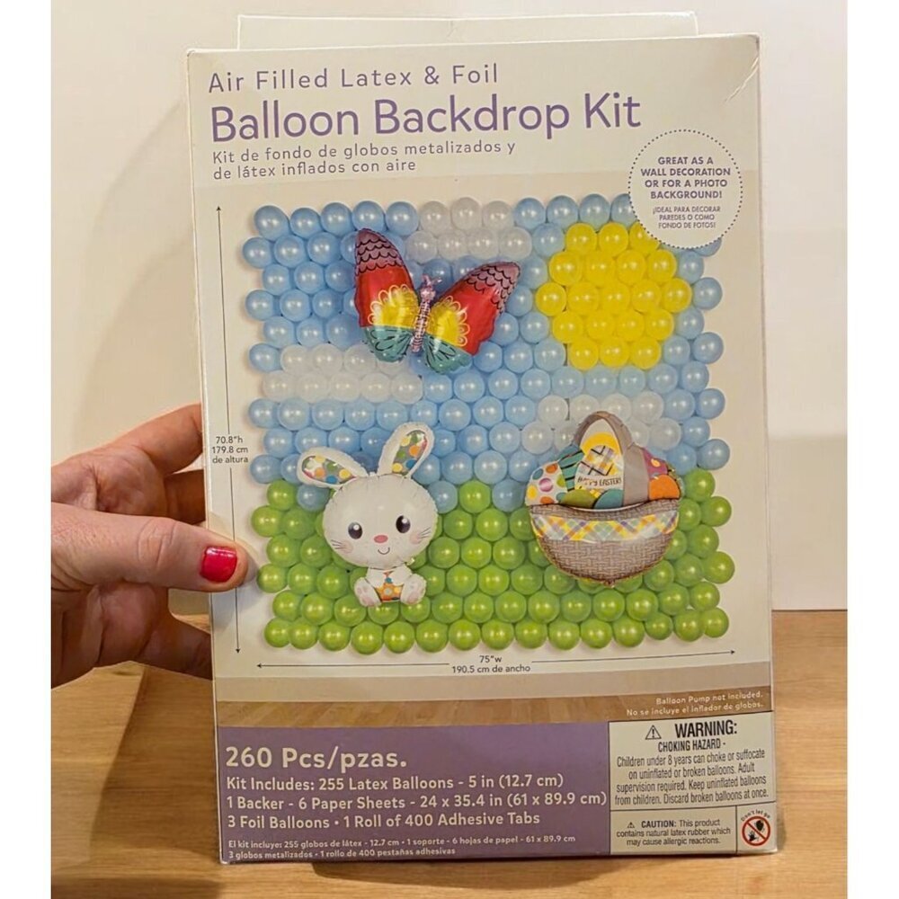 Amscan Easter Balloon Backdrop Kit 260 pieces 71" x 75" Spring Latex‎ Foil NEW